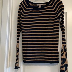 Tan & Black Stripe & Leopard Print Sweater